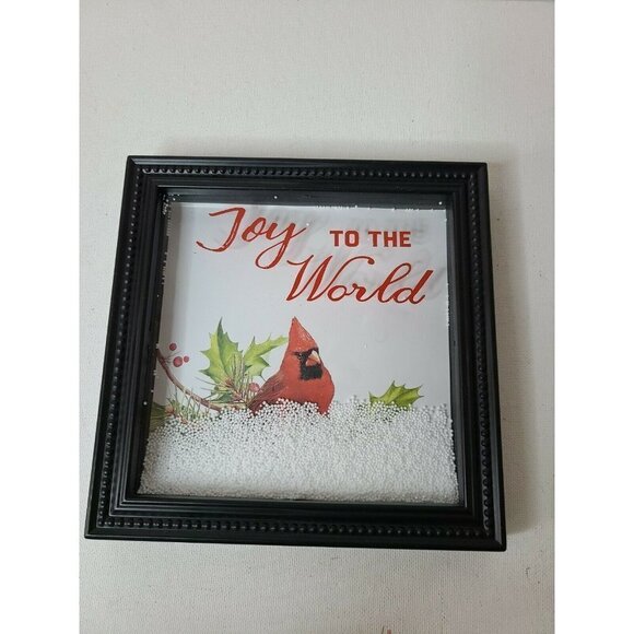 PICTURE Box With Moveable Snow Joy To The World Wall Holiday Christmas Decor NEW - Picture 1 of 6